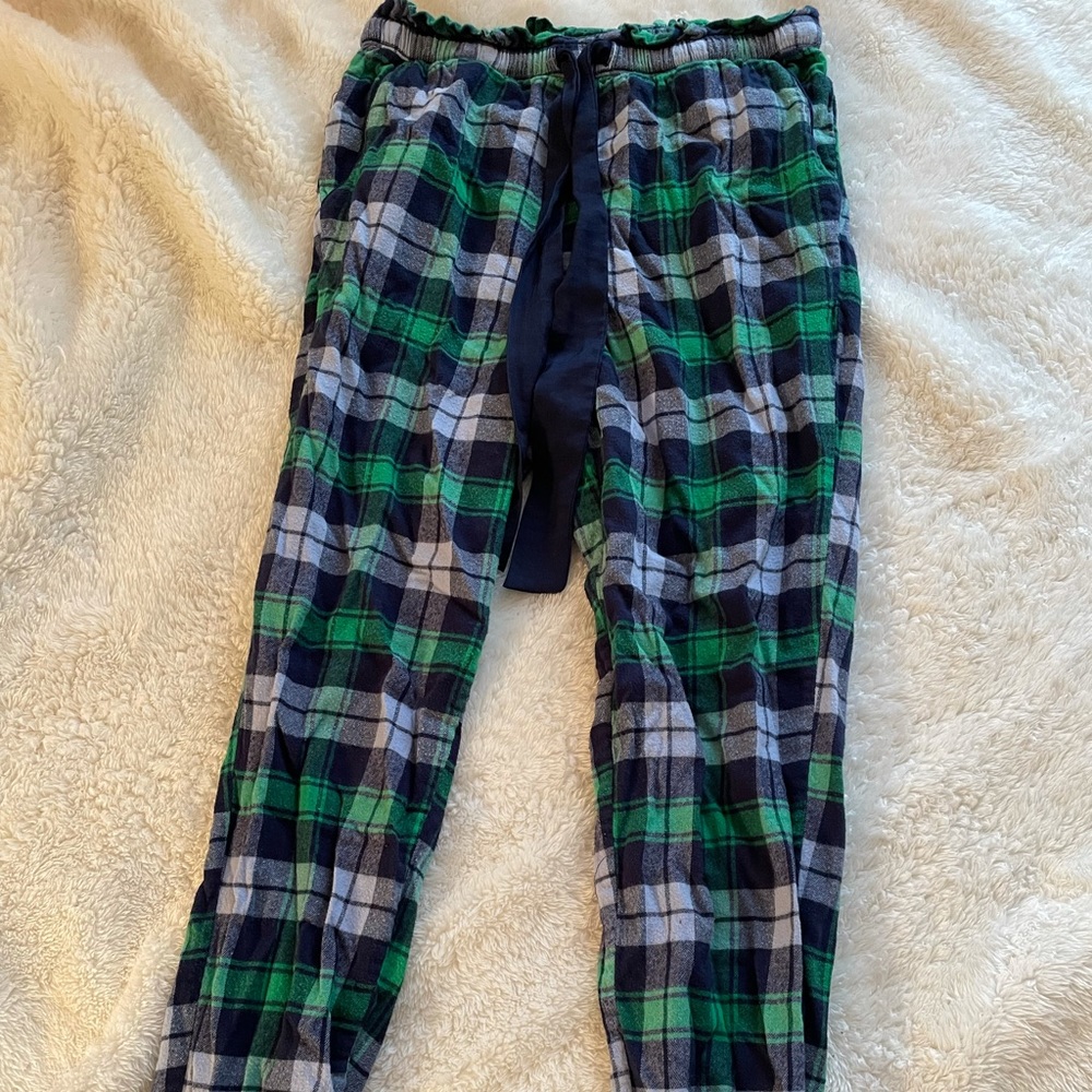 Aerie Plaid Green and Blue PJ Bottoms